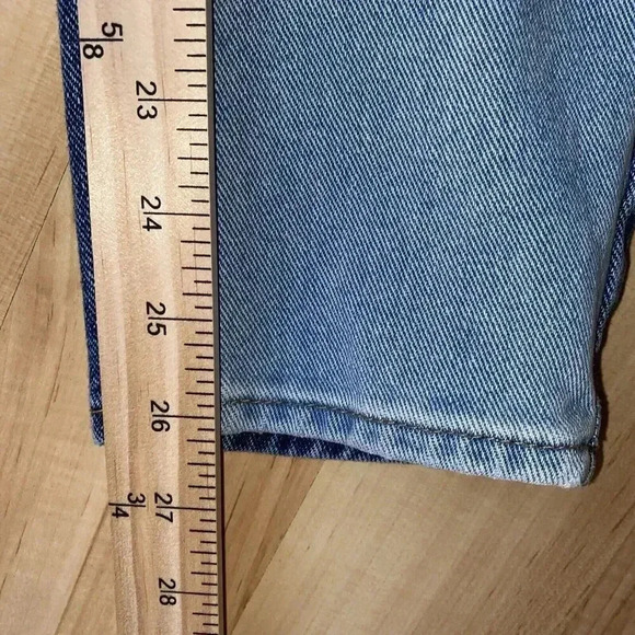 Pacsun Jean Womens 25 Blue Color Block Ultra High Rise Slim Button Fly Patch 90s - Picture 11 of 12